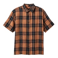 Brixton Shirt Cru Linen Blend Woven Black/Rust Orange image