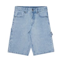 Santa Cruz Youth Shorts Screaming Wave Patch Carpenter Denim Light Indigo image