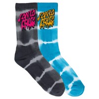 Santa Cruz Youth Socks Rad Stack Crew Turquoise Tie Dye 2pk US 2-8 image