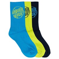 Santa Cruz Youth Socks Vivid Dot Mono Crew Navy/Lime/Turquoise 3pk US 2-8 image