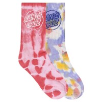 Santa Cruz Youth Socks Opus Dot Crew 2pk Rose Tie Dye US 2-8 image