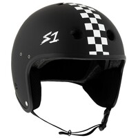 S-One S1 Helmet Retro Lifer E-Helmet Black Matte/White Checkers image