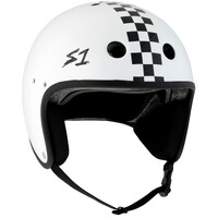 S-One S1 Helmet Retro Lifer E-Helmet White Gloss/Black Checkers image