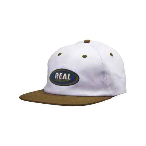 Real Hat Oval Embroidery Snapback White/Olive/Navy