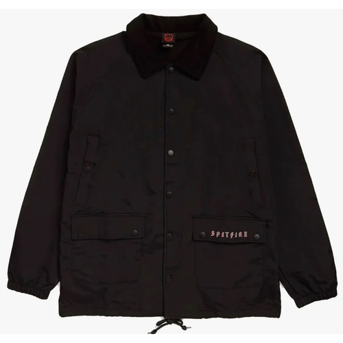 Spitfire Jacket Old English Embroidery Black/Red/White [Size: Mens Large]