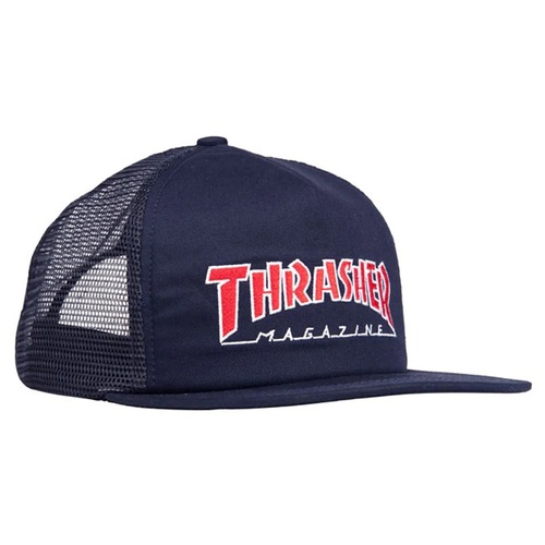 Thrasher Hat Trucker Outlined Embroidered Navy