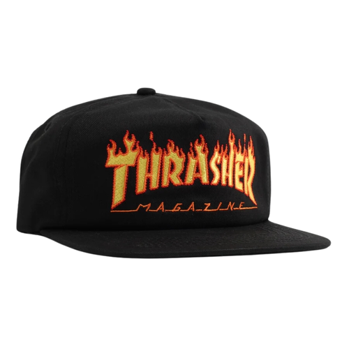 Thrasher Hat Flame Embroidered Black