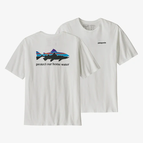 Patagonia Tee Home Water Trout Organic White [Size: Mens Medium] [Colour: White]