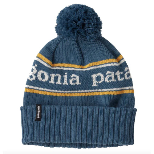 Patagonia Youth Beanie Powder Town Park Stripe Knit Wavy Blue