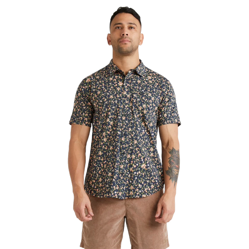 RVCA Shirt Botanical Navy Marine SS [Size: Mens Large]