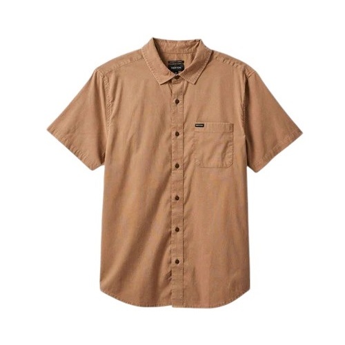 Brixton Shirt Charter Woven Burro Brown Sol Wash [Size: Mens Medium] [Colour: Brown]