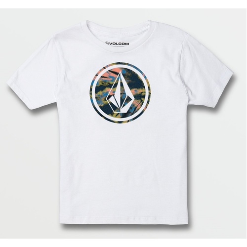 Volcom Youth Tee Circle Stone Fill White [Size: Youth 10/Small]