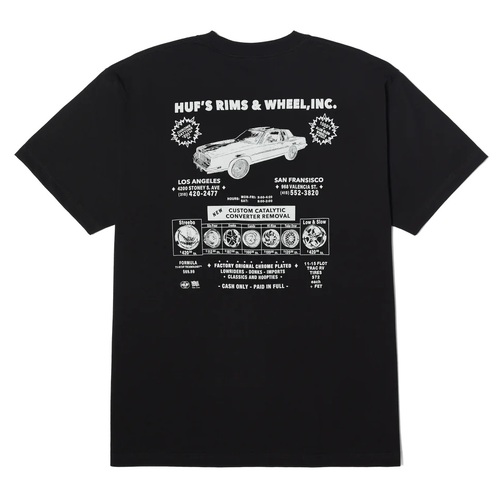 Huf Tee Rim & Wheel Inc Black [Size: Mens X Large] [Colour: Black]