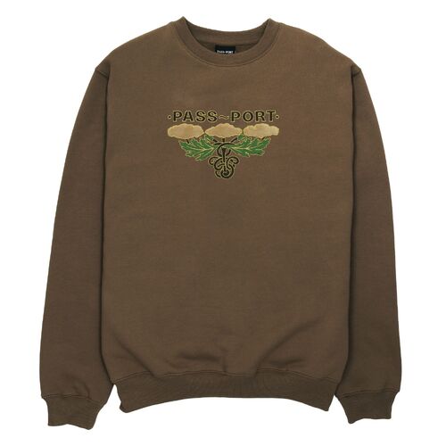 Passport Jumper Emblem Applique Crew Chocolate [Size: Mens Medium]