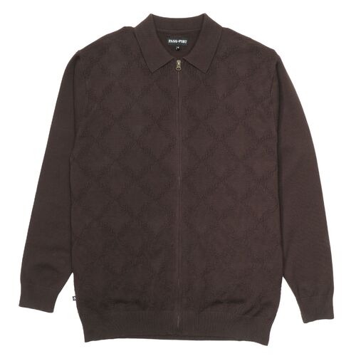 Passport Shirt Brasco LS Knit Zip Chocolate [Size: Mens Medium]