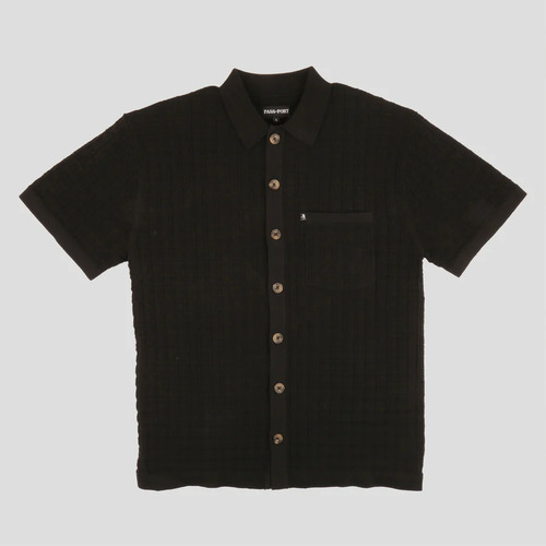 Passport Tee S.R Knit Button Up Black [Size: Mens Medium]