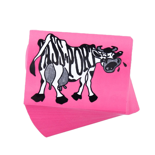 Passport Sticker Crying Cow White/Black/Pink