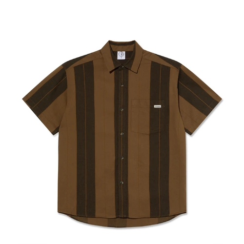 Polar Skate Co. Mitchel Shirt Brown Block Stripe [Size: Mens Medium] [Colour: Brown]