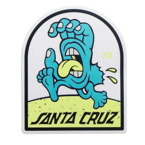 Santa Cruz Sticker Beach Bumb Hand Yellow 3.2 Inch x 2.5 Inch