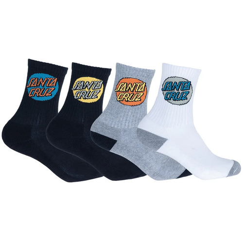 Santa Cruz Youth Socks Other Dot Crew Black/White/Grey 4pk US 2-8