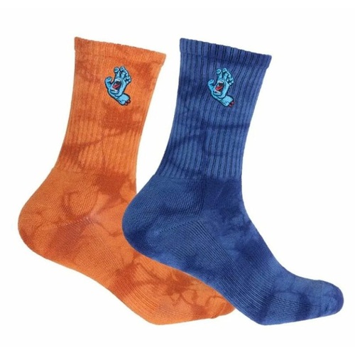 Santa Cruz Youth Socks Screaming Hand 2pk Ginger/Dark Blue Tie Dye US 2-8