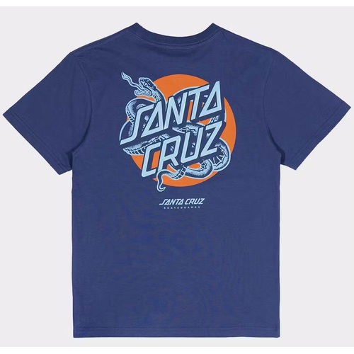 Santa Cruz Youth Tee Snake Dot Strip Dark Blue [Size: Youth 14]