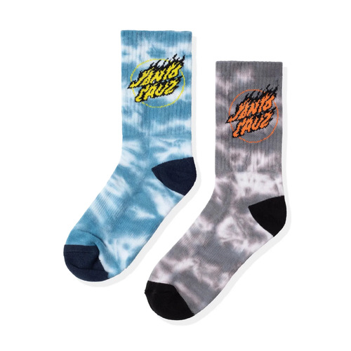 Santa Cruz Youth Socks Flame Dot Grey/Blue Tie Dye US 2-8