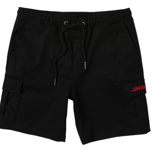 Santa Cruz Youth Shorts Cali Cargo Elastic Waist Black [Size: Youth 8] [Colour: Black]