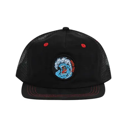 Santa Cruz Youth Hat Screaming Wave Unstructured Trucker Black