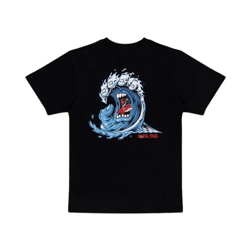 Santa Cruz Youth Tee Screaming Wave Black [Size: Youth 10] [Colour: Black]