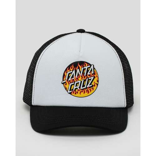 Santa Cruz Youth Hat Blaze Dot Black Curved Peak Trucker