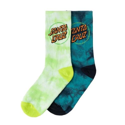 Santa Cruz Youth Socks Toxic Tie Dye 2pk Green/Blue US 2-8