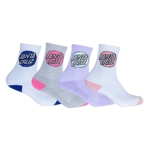 Santa Cruz Youth Socks Other Dot Crew White/Lilac/Grey 4pk US 2-8