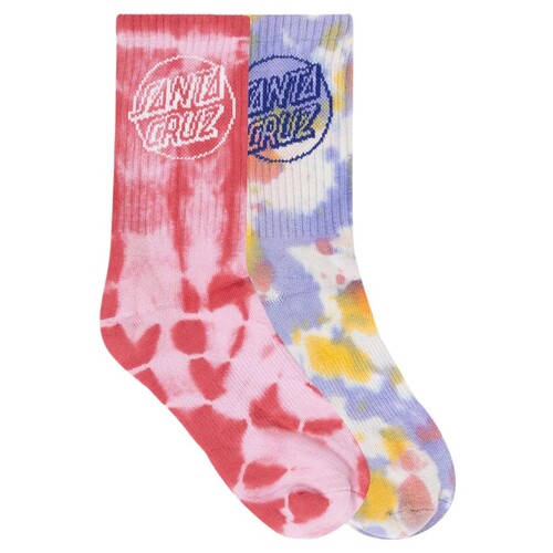 Santa Cruz Youth Socks Opus Dot Crew 2pk Rose Tie Dye US 2-8