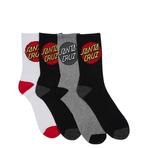 Santa Cruz Socks Classic Dot 4pk Black/White/Grey US 7-11