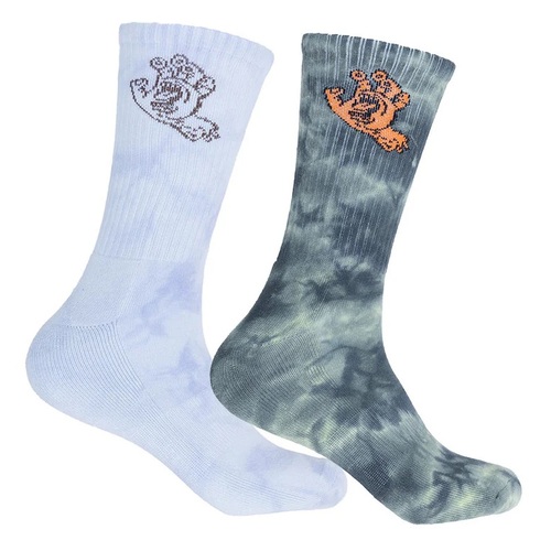 Santa Cruz Socks Screaming Hand Mono Crew Tie Dye Blue/Black 2pk US 7-11