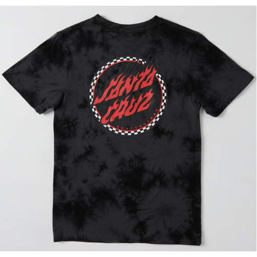 Santa Cruz Youth Tee Checked Out Flamed Dot Black Tie Dye [Size: Youth 8/XSmall]