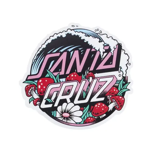 Santa Cruz Sticker Mushroom Wave Dot Splice Pale Pink 4 Inch