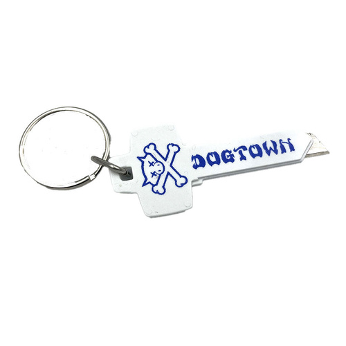 Dogtown Knife Retractable Key Knife Keychain White Blue